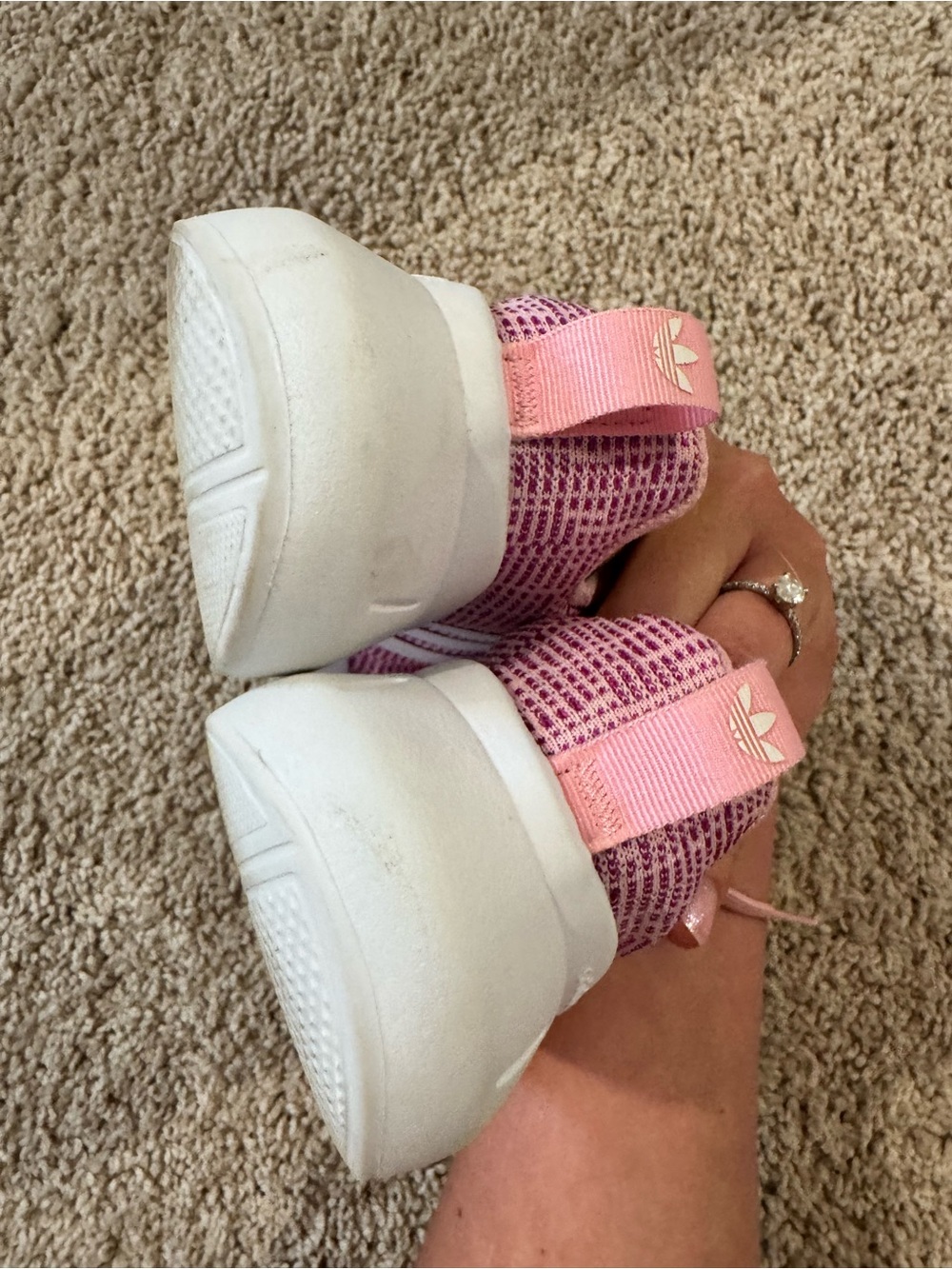 Adidas Originals Kids Pink Knit Sneakers Size 12K - Picture 10 of 11